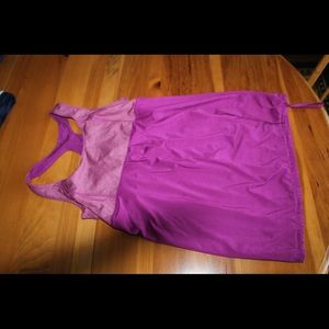 purple athletic tank top with built in bra